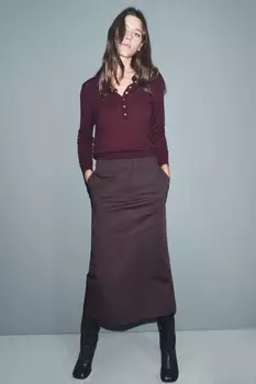 Длинная юбка-трубка ZARA, коричневый