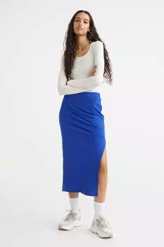 Длинная юбка в полоску H&amp;M, ярко-голубой