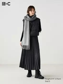Длинная юбка в складку Uniqlo, серый