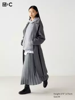 Длинная юбка в складку Uniqlo, серый