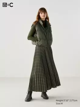 Длинная юбка в складку Uniqlo, зеленый