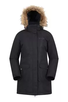 Длинная утепленная куртка-дождевик «стиральная доска» Mountain Warehouse, черный