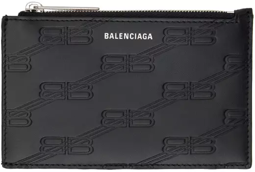 Длинная визитница черного цвета с тиснением и монограммой Balenciaga