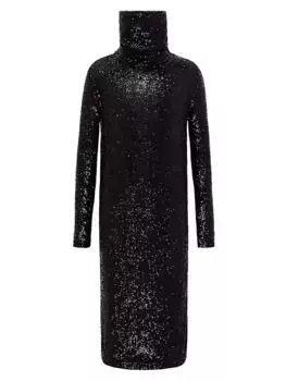 Длинная водолазка из джерси с пайетками Saint Laurent, черный