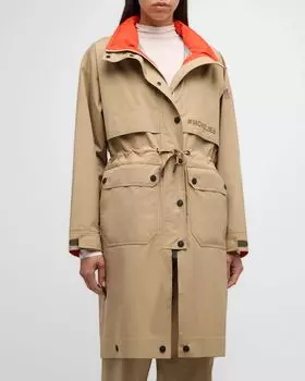 Длинная водоотталкивающая парка Seigne Moncler, цвет Open Beige
