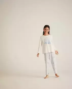 Длинная вязаная пижама для девочки Cotton Juice, мультиколор