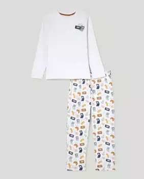 Длинная вязаная пижама для мальчика Cotton Juice, мультиколор