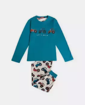 Длинная вязаная пижама для мальчика цвета морской волны Admas