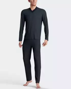 Длинная зеленая трикотажная мужская пижама Impetus