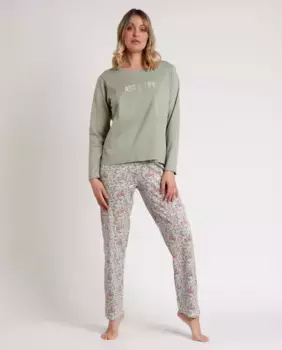 Длинная зеленая вязаная женская пижама Admas