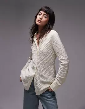Длинная жатая рубашка Topshop пахтового цвета