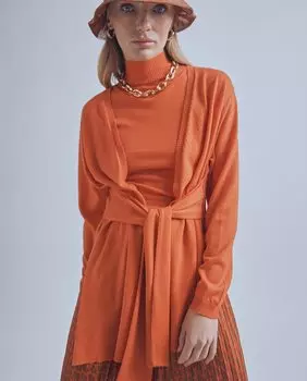 Длинная женская куртка с бантом Lola Casademunt, оранжевый