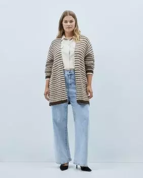 Длинная женская куртка в полоску Couchel, коричневый