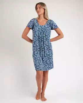 Длинная женская ночная рубашка из вискозного трикотажа синего цвета Admas, синий