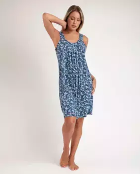 Длинная женская ночная рубашка из вискозного трикотажа синего цвета Admas, синий