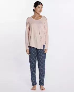 Длинная женская пижама из эластичного модала Punto Blanco, синий