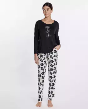 Длинная женская пижама из эластичного модала Punto Blanco, черный