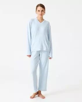Длинная женская пижама из гладкого мягкого трикотажа J&J Brothers, синий