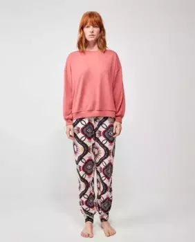 Длинная женская пижама из хлопчатобумажного трикотажа Gisela, розовый