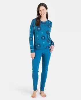 Длинная женская пижама из модального трикотажа и хлопка с принтом Massana, зеленый