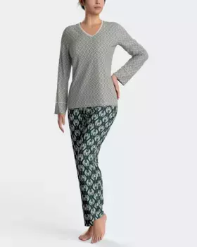 Длинная женская пижама из модала с принтом Impetus, зеленый