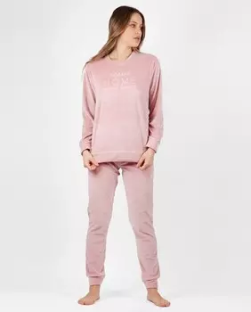 Длинная женская пижама из ультраэластичной ткани с вышивкой спереди. Admas, розовый