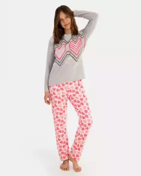 Длинная женская пижама из жаккардовой ткани Massana, серый