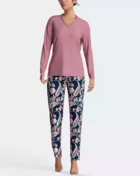 Длинная женская пижама с принтом пейсли из модального хлопка Impetus, розовый