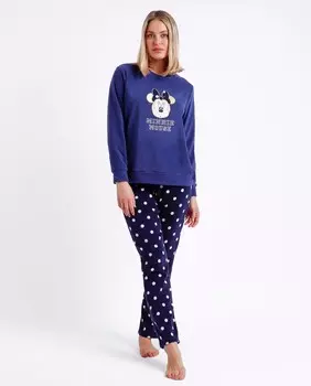 Длинная женская пижама с рисунком спереди темно-синего цвета Disney, темно-синий