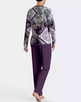 Длинная женская пижама с восточным принтом Impetus, фиолетовый