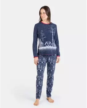 Длинная женская замшевая пижама миланского трикотажа Massana, синий