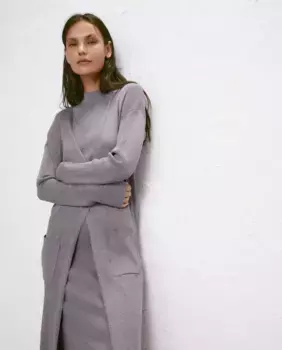 Длинная женский кардиган в рубчик Easy Wear, серый