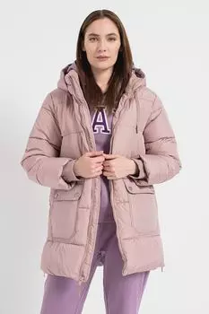 Длинная зимняя куртка с капюшоном Gap, розовый