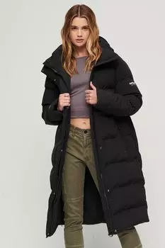 Длинная зимняя куртка со стеганой отделкой Superdry, черный