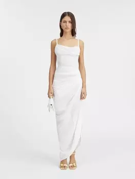 Длинное асимметричное драпированное платье JACQUEMUS The Saudade long dress, белый