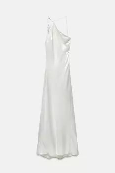 Длинное асимметричное платье из фольги ZARA, серебряный