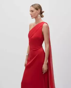 Длинное асимметричное платье Simorra, красный