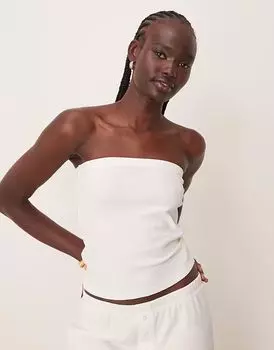 Длинное бандо с вафельным узором ASOS DESIGN кремового цвета