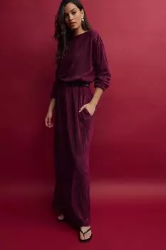 Длинное бархатное платье макси с длинными рукавами Next, красный