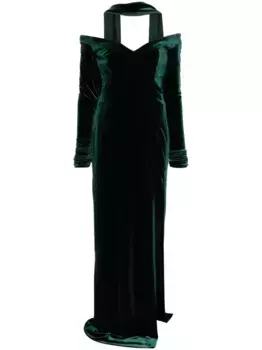 Длинное бархатное платье Saiid Kobeisy, зеленый