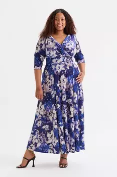 Длинное бархатное платье Verity Pucci Scarlett & Jo, синий