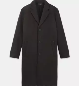 Длинное черно-коричневое пальто в клетку THE KOOPLES, цвет Black Brown