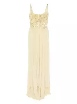 Длинное декорированное платье Saiid Kobeisy, желтый