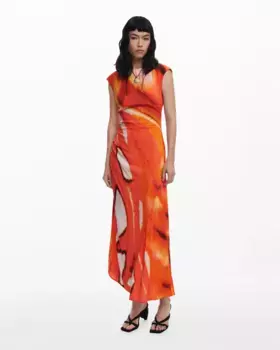 Длинное драпированное платье Desigual, оранжевый
