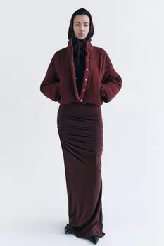 Длинное драпированное платье ZARA, бордовый
