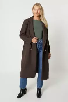 Длинное двубортное деловое пальто Dorothy Perkins, коричневый