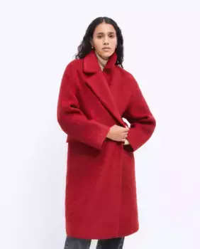 Длинное двубортное женское пальто из шерсти Tintoretto, цвет Bermellon
