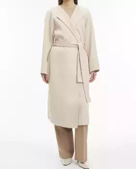 Длинное двубортное женское пальто с поясом Calvin Klein, коричневый