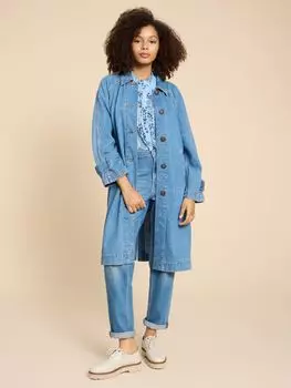 Длинное джинсовое пальто Oakleigh White Stuff, синий