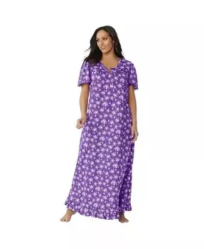 Длинное хлопковое платье больших размеров с цветочным принтом Dreams & Co., мультиколор